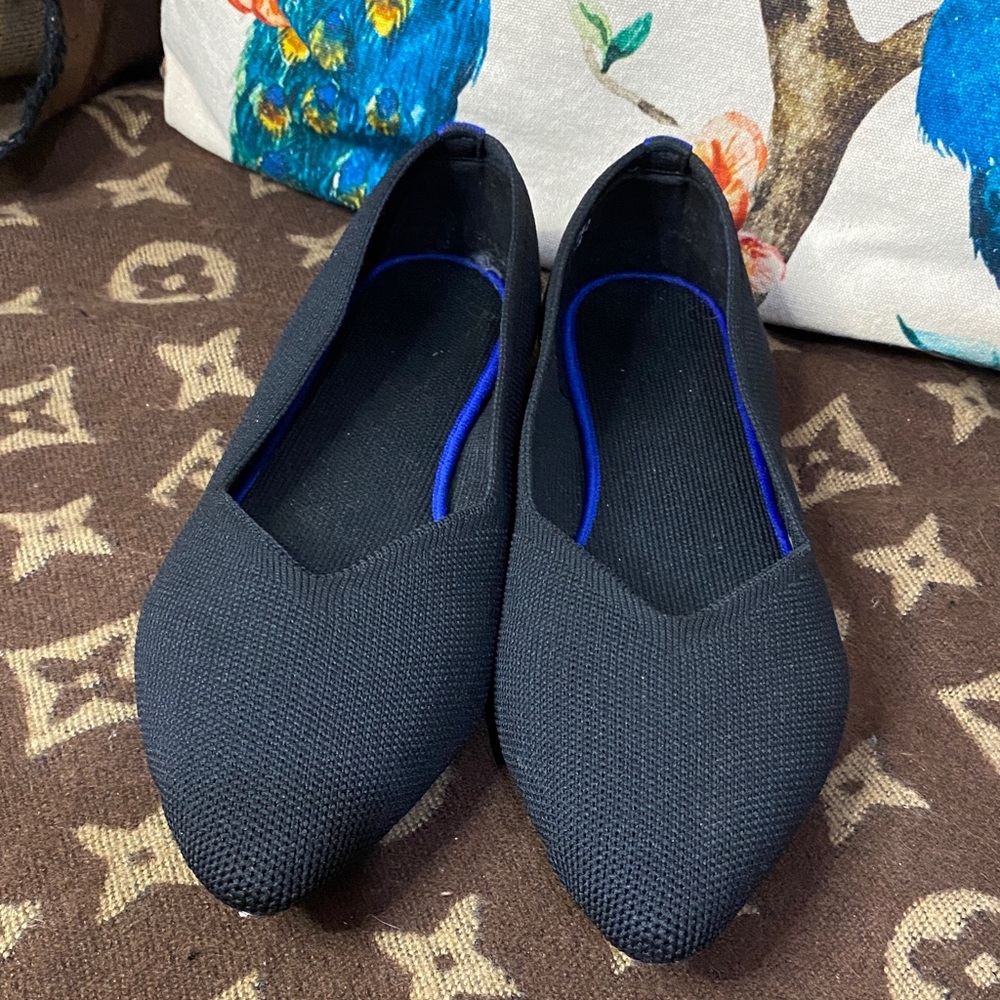Rothy’s The Flat Round Toe Women’s EU 38 Slip On Ballet Shoe Black